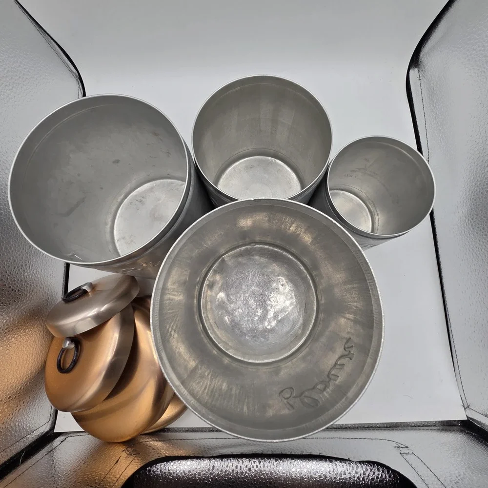 Heller Hostess Ware Stainless Steel/Copper Canister Set Kitchen Pantry